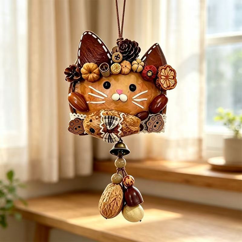 Keteng Plant-Based Cat Pod Doll Pendant - Unisex Mini Cute Collectible Cat Doll Hanging Ornament, Home & Graduation Gift Supplies, Small Festive Party Decor