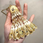 Handcrafted Gold Badminton Ornament, Backpack Charm & Mini Wind Chime, Souvenir Gift for Badminton Lovers