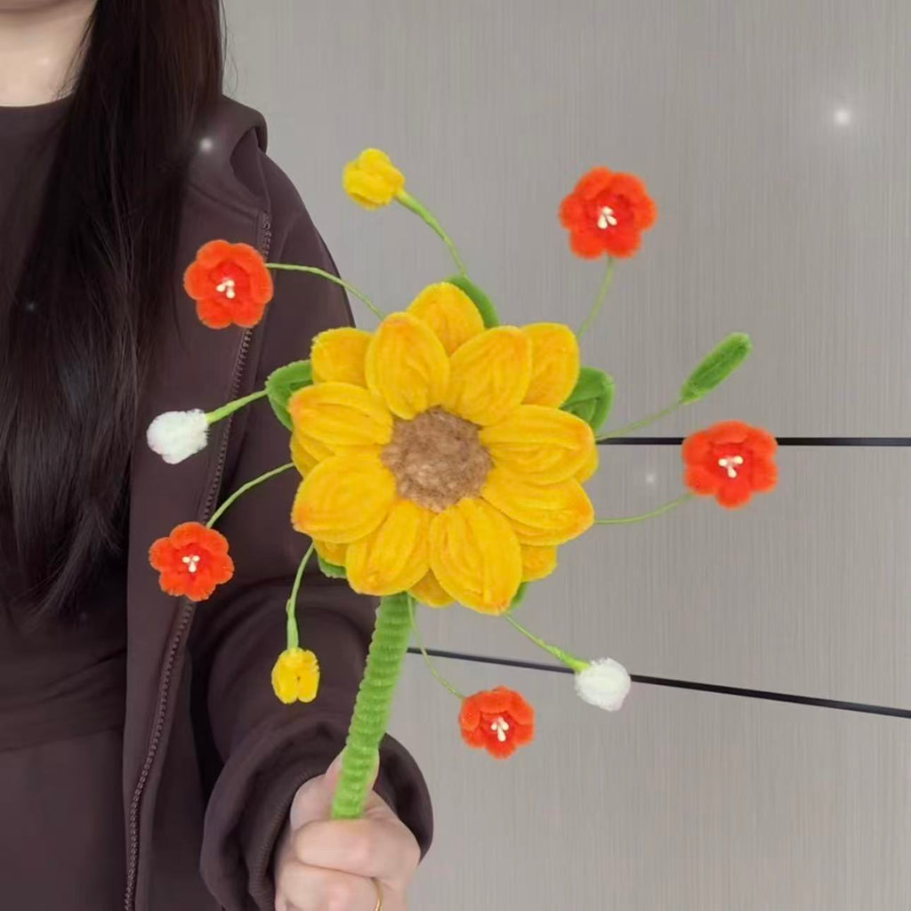 Peach Blossom Spinning Pinwheel Pipe Cleaner DIY Kit | Spring Handheld Floral Craft Set
