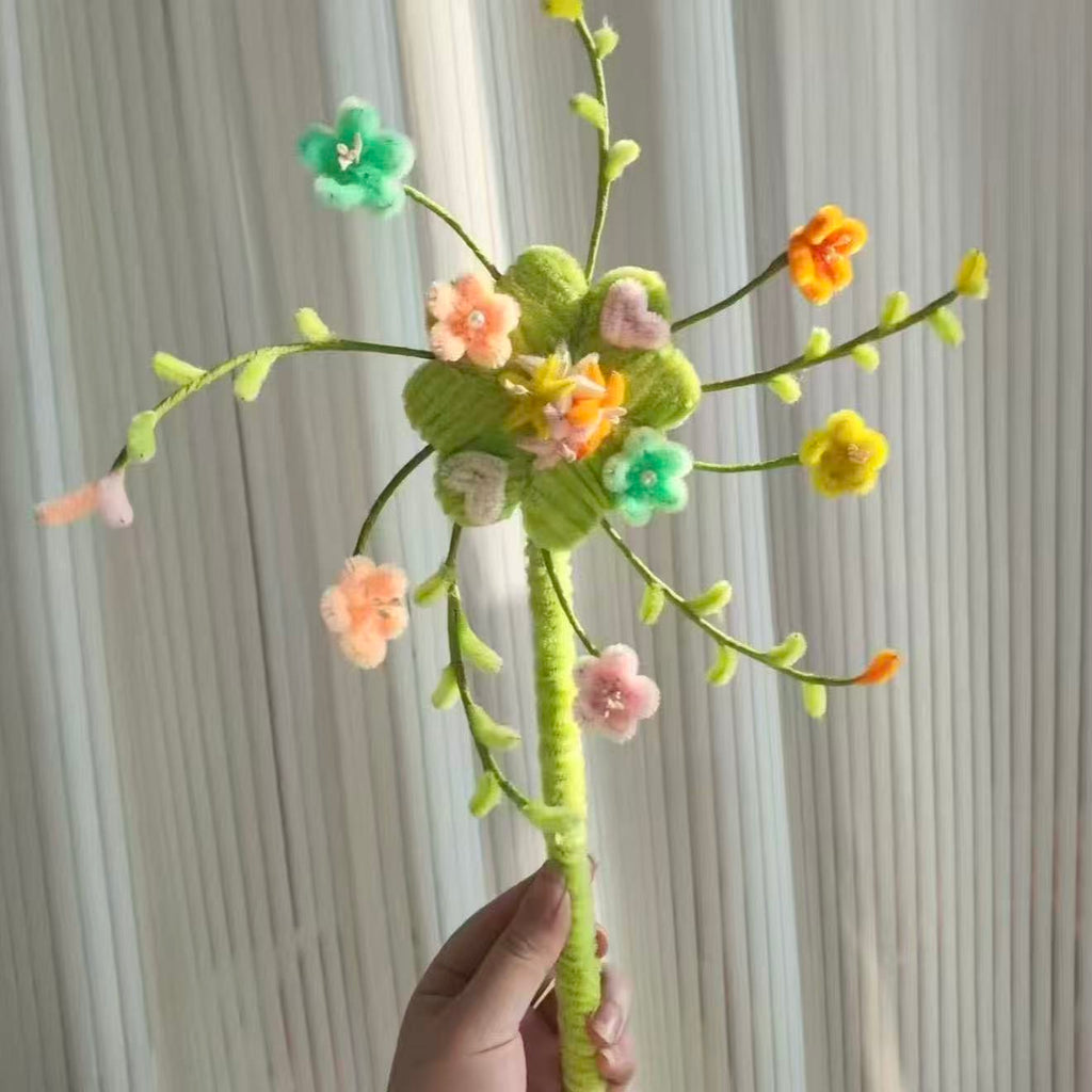 Peach Blossom Spinning Pinwheel Pipe Cleaner DIY Kit | Spring Handheld Floral Craft Set