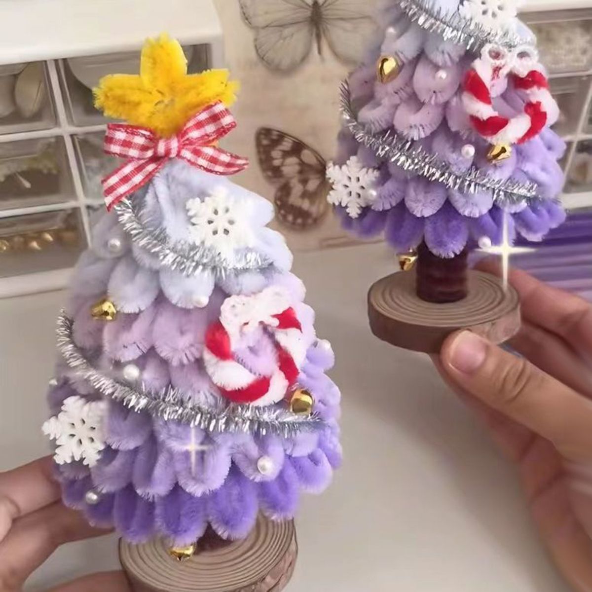 Rainbow Christmas Tree Pipe Cleaner DIY Kit | Handmade Mini Xmas Tabletop Decor