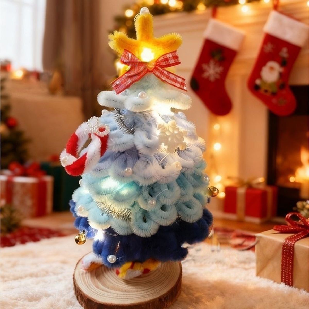 Rainbow Christmas Tree Pipe Cleaner DIY Kit | Handmade Mini Xmas Tabletop Decor
