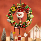 Santa Christmas Wreath Pipe Cleaner DIY Kit | Handmade Holiday Door Hanging Wreath Decor