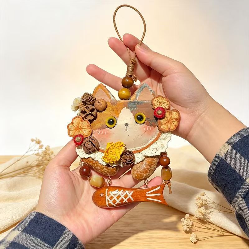 Keteng Plant-Based Cat Pod Doll Pendant - Unisex Mini Cute Collectible Cat Doll Hanging Ornament, Home & Graduation Gift Supplies, Small Festive Party Decor