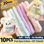 20mm Rabbit Faux Fur Pipe Cleaners, 10PCS Soft Fluffy Chenille Stems, No Shedding Craft Supplies for DIY Plush Dolls