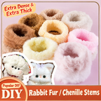 20mm Rabbit Faux Fur Pipe Cleaners, 10PCS Soft Fluffy Chenille Stems, No Shedding Craft Supplies for DIY Plush Dolls