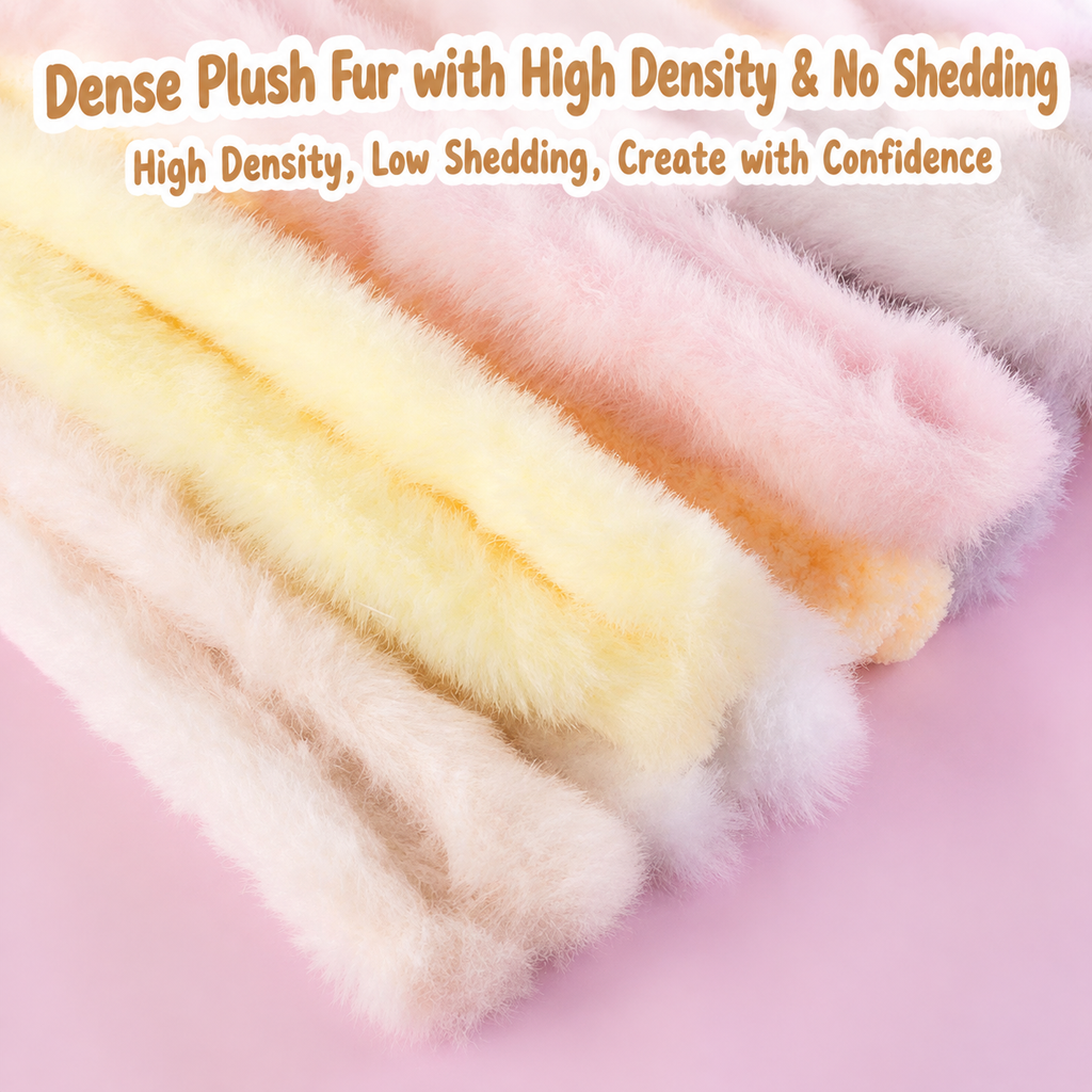 20mm Rabbit Faux Fur Pipe Cleaners, 10PCS Soft Fluffy Chenille Stems, No Shedding Craft Supplies for DIY Plush Dolls