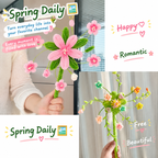 Peach Blossom Spinning Pinwheel Pipe Cleaner DIY Kit | Spring Handheld Floral Craft Set