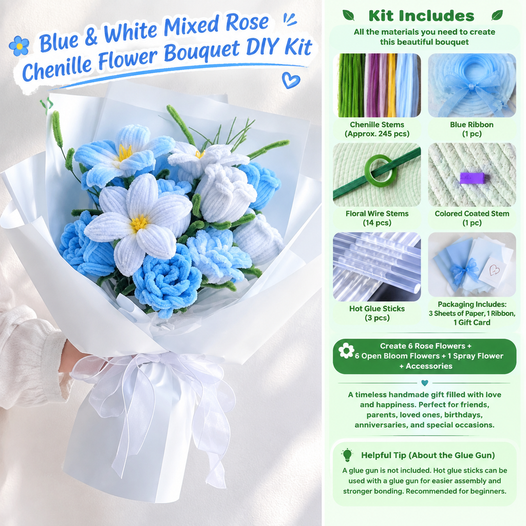 Forever Flower Bouquet Pipe Cleaner DIY Craft Kit| Handmade Forever Flower Gift for Her