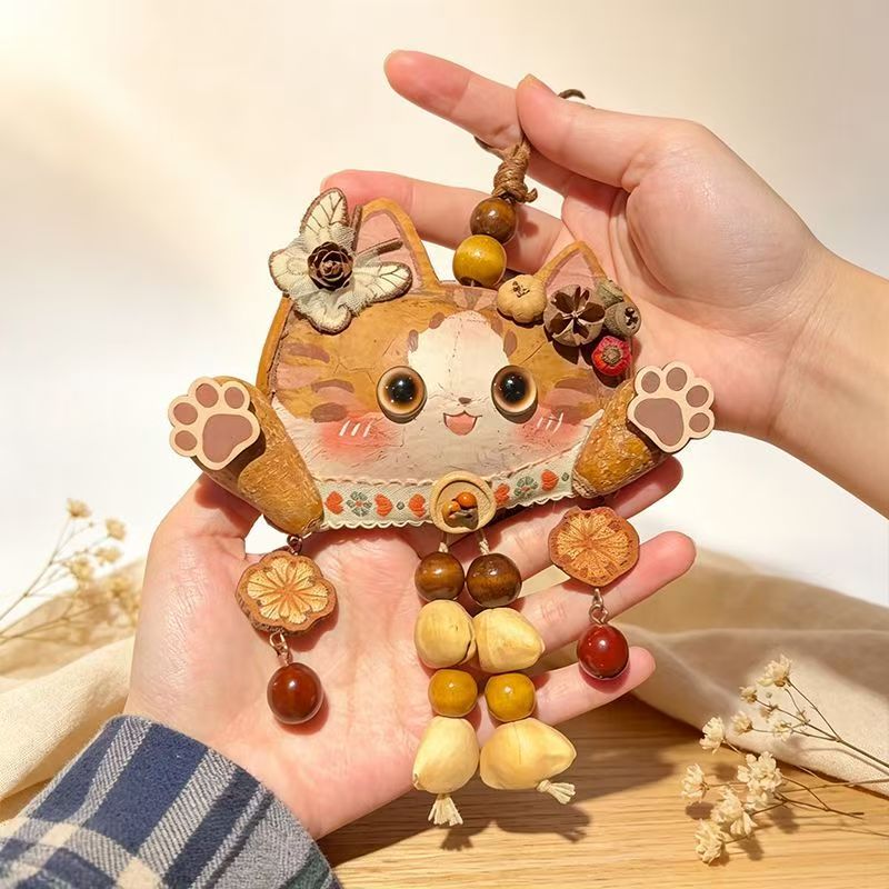 Keteng Plant-Based Cat Pod Doll Pendant - Unisex Mini Cute Collectible Cat Doll Hanging Ornament, Home & Graduation Gift Supplies, Small Festive Party Decor