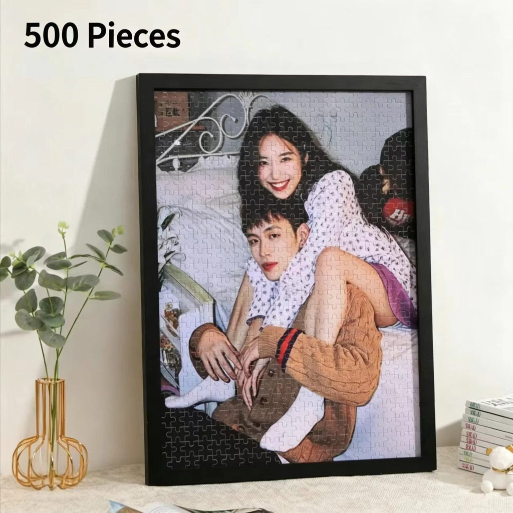 Custom Photo Jigsaw Puzzle with Frame, Personalized Picture Puzzle Board, DIY Hand‑Crafted Keepsake Gift